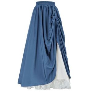 Scarlet Darkness Maxi Skirt Renaissance Medieval Double Layer Lace Hem Romantic